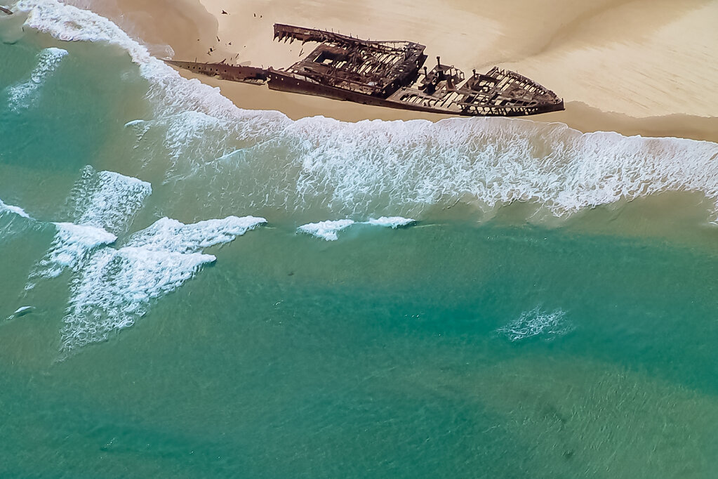Schiffsfrack der Maheno am Strand von Fraser Island